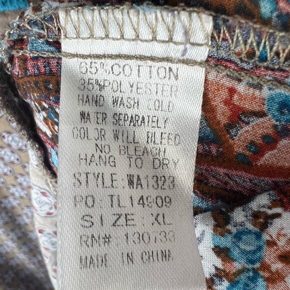 Umgee Peasant Tunic Dress Boho Shift Dress Split Neck sz XL - Picture 8 of 11